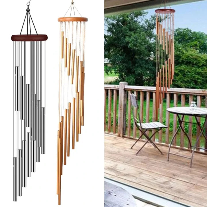 1piece 12 Tubes Aluminum Alloy Wind Chimes with Hook Gold/silver Bells