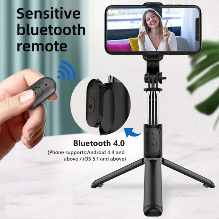 🔥4 in 1 Wireless Selfie Stick🔥( With Light & Bluetooth Shutter Remote )